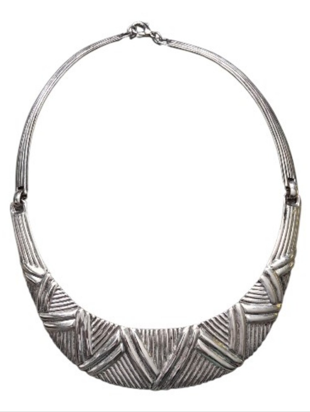 Jewels By Park Lane Vintage Silvertone Mod Statement Bib Collar Necklace